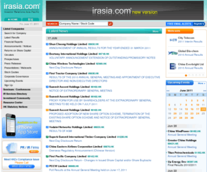 irasia.com: irasia.com - Investor Relations Asia Pacific
We are the ONE-STOP SHOP for timely and easy retrieval of financial information on listed companies in the Asian region.