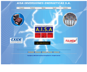 aisamillenium.com: Aisa Inversiones Energeticas
Venta y reparacion y fabricacion de baterias industriales y distribucion de baterias estacionarias