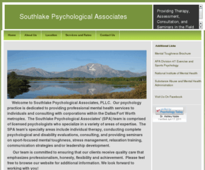 southlakepsychologicalassociates.com: Psychologists At Southlake Psychological Associates
SPA, LLC is your resource for professional and reliable mental health services. Our team of psychologists offer individual therapy, comprehensive psychological evaluations, and consultation services.