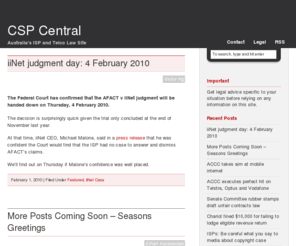 cspcentral.com: CSP Central: Australia's ISP and Telco Legal Site
cspcentral.com.au provides isp,telco,telecommunications,law,lawyer,csp,provider,copyright,contract,internet,australia 