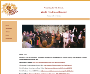 worldkindnessconcert.com: WKC
The World Kindness Concert is a yearly musical celebration in honour of World Kindness Day. The concert features talented local artists from a variety of cultures and influences as well as kindness highlights from around the world.