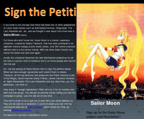 sailormoonthemovie.org: SailorMoon movie petition
SailorMoon movie petition.