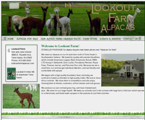 lookoutfarmalpacas.com: Lookout Farm Huacaya Alpacas for Sale
We breed our our Huacaya alpacas for quality on our 40 acre farm. Premiere bloodlines and individual attention make out herd outstanding!