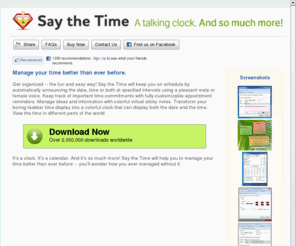 saythetime.com: Talking Atomic Alarm Clock Download for Windows - Say the Time
Set alarms and reminders, style your taskbar clock, sync your PC time to an internet atomic clock, and create sticky notes with Say the Time. Free software download for Windows.