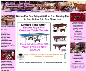 gamesforfun.com: Pool Tables Shuffleboards Ping Pong Tables Air Hockey Pool Cues
Pool Tables Shuffleboards Ping Pong Tables Air Hockey Pool Cues