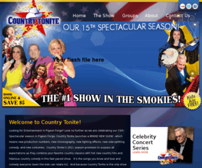 countrytonitetheater.com: Country Tonite Theatre in Pigeon Forge, Tennessee the best country show in the Smokies
The award winning show of Pigeon Forge TN Country Tonite brings you non-stop entertainment live music, comedy and dance. Show in Pigeon Forge, TN