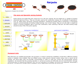flat-jacks.com: Flat Jacks and Specialist Jacking Systems
Flat jacks and specialist jacking systems offered throughout the UK and Europe - Hydra-Capsule Limited