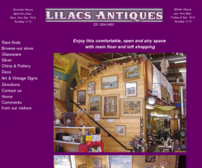 lilacsantiques.com: Lilacs Antiques
Antiques store located in Elk Rapids, MI.