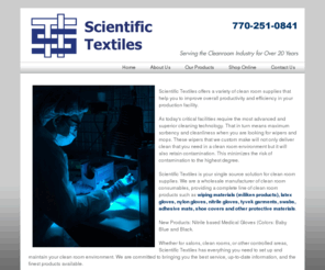 scientifictextiles.com: Scientific Textiles | Clean Room Supplies | Gloves, Swabs, Tyvek, Mats
Scientific Textiles and Scitex Supply is your solution for clean room supplies. Wiping materials, nitrile, latex gloves, tyvek garments, swabs, adhesive mats, shoe covers and protective materials.