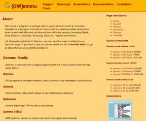 wammu.eu: Wammu and Gammu
Website of Gammu and Wammu, the software for managing GSM cell phones.
