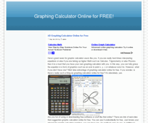 graphingcalculatoronlineforfree.net: Graphing Calculator Online for FREE!
Graphing Calculator Online for FREE!