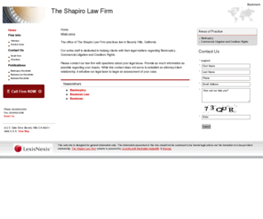 shapiro-lawfirm.com: Beverly Hills Bankruptcy Attorneys | California Commercial Litigation and Creditors Rights,  Lawyers, Law Firm -  The Shapiro Law Firm
Beverly Hills  Attorneys of The Shapiro Law Firm pursue cases of  in Beverly Hills California.