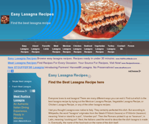 easylasagnarecipes.net: Easy Lasagna Recipes - Easy Lasagna Recipe
Easy Lasagna Recipes provides a bunch of easy lasagna recipes that you can make and enjoy for dinner tonight.