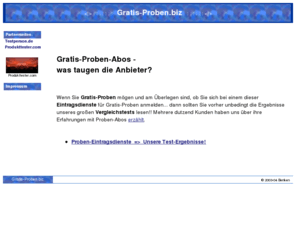 gratis-proben.biz: Gratis-Proben - Infos und Tests bei produkttester.com
Gratis-Proben - Infos und Tests bei produkttester.com