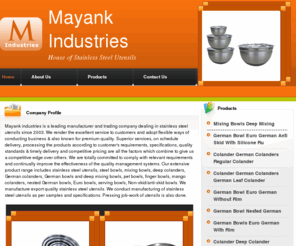 mayankindustries.com: Stainless Steel Utensils-Stainless Steel Utensils Manufacturer India Delhi
Find us as stainless steel utensils manufacturer and trading company in Delhi. Mayank Industries is a leading stainless steel utensils manufacturer and stainless steel utensils trading company in India.