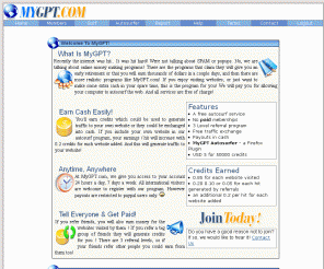 mygpt.com: MyGPT : Traffic Exchange
Need Some Extra Cash? Get Paid Up To 1 Cent Per Click! Advertise An Recieve Unique Hits!
