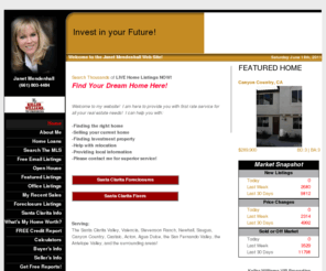 janetmendenhall.com: Janet Mendenhall, Santa Clarita Real Estate Professional - Realty Executives Santa Clarita
Janet Mendenhall, for all your FUTURE INVESTMENTS in the Santa Clarita Valley 