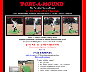 portamound.com: Baseball Pitching Mound - Portable Pitchers Mound - FREE Shipping from Port-A-Mound
Baseball Pitching Mound - Portable Pitchers Mound Free Shipping on the most affordable and field tested baseball pitching mound on the market today. A truly portable pitchers mound for young pitchers age 7-14.