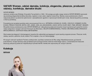 safariwoman.com.pl: SAFARI Woman, odzież damska, kolekcja, elegancka, płaszcze, producent odzieży, konfekcja, damskie bluzki
odzież damska, kolekcja, elegancka, płaszcze, producent odzieży, konfekcja, damskie bluzki