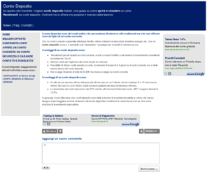 contodeposito.net: Conto Deposito.Guida, confronti, caratteristiche, guadagni
I conti deposito permettono di depositare in un conto delle quantità di denaro ottenendo alti rendimenti.