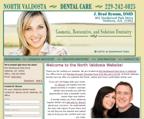 valdostadentalcare.com: Dr. Bynum Dentist Valdosta GA
Valdosta Dentist Dr. Bynum Cosmetic Sedation Dentistry GA 229.242.0825 - Dr. Bynum and his staff are dental professionals that take exceptional care of their patients and their comfort is of the highest priority.  We are dedicated to General & Cosmetic Dentistry such as Dental Exams, Cleanings, X-rays, Teeth Whitening, Veneers, Crowns, & more. Please visit Valdosta, GA dentist Dr. Brad Bynum.