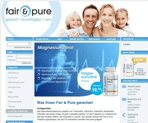 fair-and-pure.com: Fair & Pure Reinsubstanzen
 Reinsubstanzen der Marke Fair & Pure sind hoch bioaktiv, hypoallergen und entsprechen europäischen Pharmastandards. Sie sind bei sensiblen Personen und Allergikern beliebt, denn sie sind glutenfrei, lactosefrei, fructosefrei, ohne künstliche Farb- und Geschmacksstoffe bzw. Allerge.