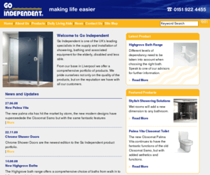 goin.co.uk: Go Independent
 bathrooms for the disabled and elderly, specialist supplier of showering, bathing and associated equipment for the elderly, disabled and less able