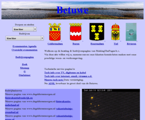 neder-betuwe.biz: MakingThePages webdesign, Regionale pagina's
MakingThePages webdesign, hosting, computers, ADSL, telecom en netwerken. Regionale pagina's over de Betuwe