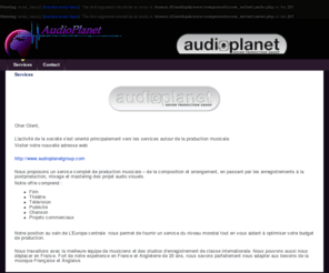 audioplanet.fr: Services - audioplanet
AudioPlanet - distribution, vente, installation, configuration du matériel audio professionnel,  services d'enregistrement, mixage, numérisation, restauration.