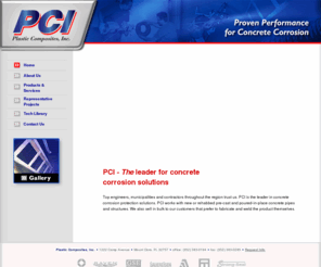 plasticcomposites.com: Plastic Composites, Inc. (PCI) - The leader for concrete corrosion solutions.
PCI - The leader for concrete corrosion solutions. Top engineers, municipalities and contractors throughout the region trust us. PCI is the leader in concrete corrosion protection solutions. PCI works with new or rehabbed pre-cast and poured-in-place concrete pipes and structures. We also sell in bulk to our customers that prefer to fabricate and weld the product themselves.