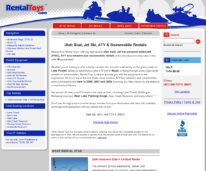 rentaltoys.com: Utah Boat, Jet Ski, ATV, Snowmobile Rental Toys
Offering Utah boat rental, Sea-Doo jet ski personal watercraft (PWC) rentals, ATV four wheeler quads and snowmobile rentals for Lake Powell, Utah Lake, Deer Creek, Jordanelle, Bear Lake and more.