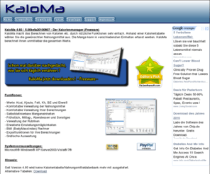 kaloma.de: KaloMa - Der Freeware Kalorienmanager
KaloMa - Der Freeware Kalorienmanager