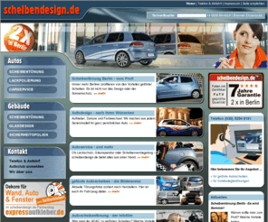 scheibendesign.com: Scheibentönung Berlin, Autoscheibentönung, Autodesign und Autoservice: scheibendesign.de - Berlin
Scheibentönung Berlin vom Profi. Profitieren auch Sie von Autoscheibentönung für Ihr Fahrzeug und Fenstertönungen für Ihr Gebäude