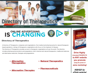eirxtherapeutics.com: Directory of Therapeutics
A Directory of Therapeutics companies and organizations, from  medical and pharmaceutical to natural therapeutic based operations. Listings of therapeutics organizations who focus on the treatment of disease.