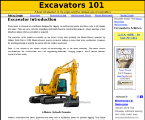 excavators101.com: About earthmoving excavators,their origin, the different types and how they work
An introduction to earthmoving excavators, their origin and the different types of excavators