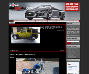 eyefind4u.com: EyeFind4U.com
Here at Eyefind4u We aim to please and specialize in locating all makes and models of vehicles. We also buy vehicles for cash on site. We will come to you and pay you a fair cash price on the spot for your vehicle so you do not have to leave home or work wasting valuable time trying to sell or have to negotiate trading in your car for little or no money. This will provide you a stronger position when purchasing your new vehicle if applicable with a stronger down payment and less to finance, in return getting you an overall better purchase price. Please also take advantage of consigning your vehicle and letting our experience work for you. If you do not have the time to sell, advertise and field all the calls it takes to sell a vehicle, we do and would love the opportunity to sell it for you! We have the experience and avenues necessary to sell fast and accurately. We have several ways to gain you the fast reliable exposure needed to sell your vehicle for top dollar. We get you results!