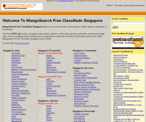 mangosearch.com: Singapore Free Classifieds  - MangoSearch.com
MangoSearch.com Free Classifieds Singapore - Jobs, Vehicles, Properties, etc!