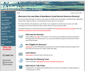 nmresourcedirectory.com: New Mexico, Eldercare, Disability, Long Term Care
New Mexico Resource Directory provides information and resources that enable elders, individuals with disabilities, and caregivers to make choices that improve your life and help you to participate in your community in a meaningful wayin the community in a meaningful way.