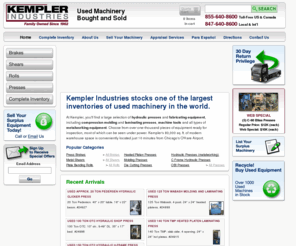 kemplerindustries.info: Used Machinery, Press Brakes, Hydraulic Presses - Kempler Industries
Specializing in Used Hydraulic Presses, Used Machinery, Mechanical Presses, Compression Molding Presses, Machine Tools and Fabricating Machinery including Shears, Press Brakes, Bending Rolls, Coil Equipment and more. 