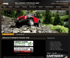 southjerseychryslerdealer.com: New and Used Jeep and Chrysler Dealer in Woodbury Heights, New Jersey | Pellegrino Chrysler Jeep Near Philadelphia
Visit Pellegrino Chrysler Jeep for a variety of new and used cars by Jeep and Chrysler in the Philadelphia area. Our greater Vineland, Cherry Hill and Woodbury Heights Jeep and Chrysler dealership is ready to assist you!