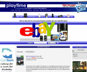 playtimeanytime.co.uk: Playtime.co.uk
New and Pre-owned video games Playtimeanytime.com - The gamers choice for video games including Xbox 360, Playstation, Playstation 2 (PS2), Playstation 3 (PS3), Xbox, Playstation Portable (PSP), Nintendo Wii (Wii), Nintendo DS (DS) and Personal Computer (PC) - Order any game and have them delivered direct to your door FREE of charge. The cheapest prices and the best service - just what our store customers get everyday. A game store run by gamers for gamer - we specialise in selling video...