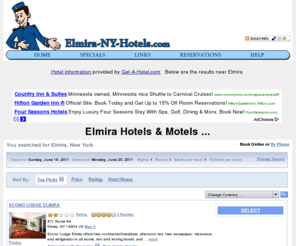 elmira-ny-hotels.com: Elmira NY Hotels - Discounted Hotels and Motels ..
Hotels near Elmira, New York airport. Unbelievable selection of hotels and motels at discounted rates.