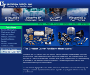 etprecision.com: Manufacturing Employment Opportunities | E.T. Precision Optics
E.T. Precision Optics produces precision component parts for a variety of industries and has manufacturing employment opportunities available.  Contact us today for complete details.