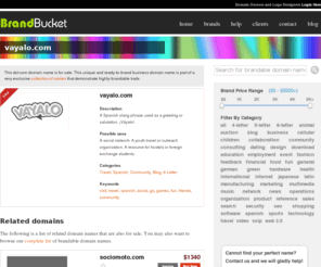 vayalo.com: vayalo.com | BrandBucket
BrandBucket Brandable Domain Names is a marketplace for Business Names and Domain Names, Web 2.0 Domain Names, 4 Letter and 5 Letter Domain Names, Find Business Names for sale.