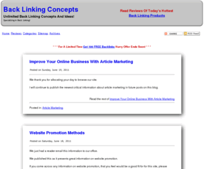 backlinkingconcepts.com: Back Linking Concepts: Unlimited Back Linking Concepts And Ideas! | backlinkingconcepts.com
Unlimited Back Linking Concepts And Ideas! Find everything you'll every need to know about back linking.
