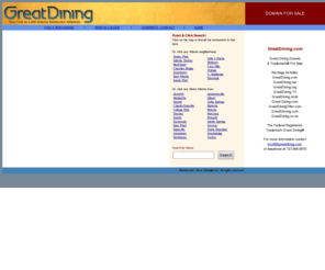 greatdinning.com: Atlanta's e Restaurant Guide, Over 1300 Atanta Restaurants. Your Link to 1300 metro Atlanta Restaurant Websites. Find an Atlanta Restaurant
Your Link to 1200 metro Atlanta Restaurant Websites. Find an Atlanta Restaurant. Atlanta's e Restaurant Guide, Over 1200 Atanta Restaurants. 