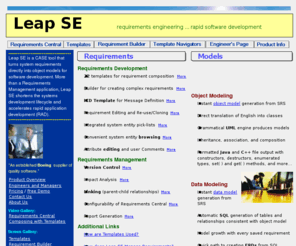 leapse.com: System Requirements CASE Tool for Requirements Management and RAD
Leap SE is a CASE tool that turns system requirements into object and data models for software development. More than a Requirements Management tool, Leap SE translates business rules into models for RAD..