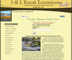 mbkayaking.com: J & L Kayak Ecoventures, Calabash, NC - Kayak Home - Calabash, NC
Introduction to myrtle beach activities. Kayak tours in Sunset Beach, NC. Kayak tours in Ocean Isle Beach. Kayak tours in North Myrtle Beach. River kayaking in north myrtle beach. Kayak rentals. 