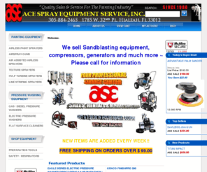 acespray.com: ACE SPRAY - Quality Sales & Service For The Painting Industry - Since 1980
Ace Spray Equipment Service has been selling and repairing painting and pressure cleaning equipment and supplies since 1980. We are not just an internet store.  We are your local spraying equipment warranty service and repair center.  We sell paint, sundries, paint sprayer parts, pressure cleaner parts and more!