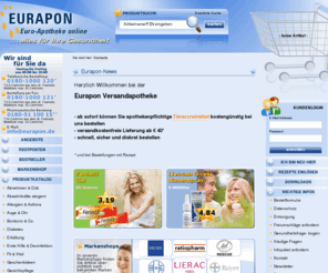 eu-apo.net: Internetapotheke Eurapon - Euro-Apotheke online
Bestellen Sie Ihre Arzneimittel online bei der Internetapotheke der Euro-Apotheke K. Talu e.K. in Bremen